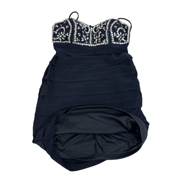 Teeze Me Blue Jewel Sequin Short Formal Cocktail Juniors Dress 3 - Picture 9 of 9